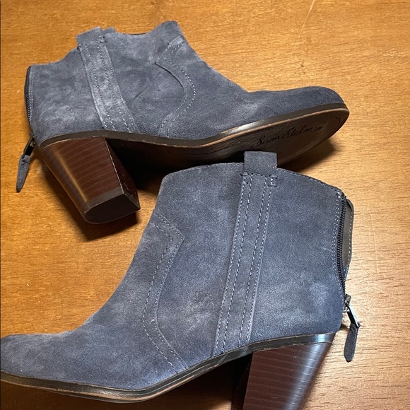 Sam Edelman Blue Suede Ankle Boots, blue suede shoes - Picture 7 of 12